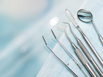 Set of metal Dentist's medical equipment tools